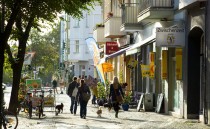 Shops with pedestrians